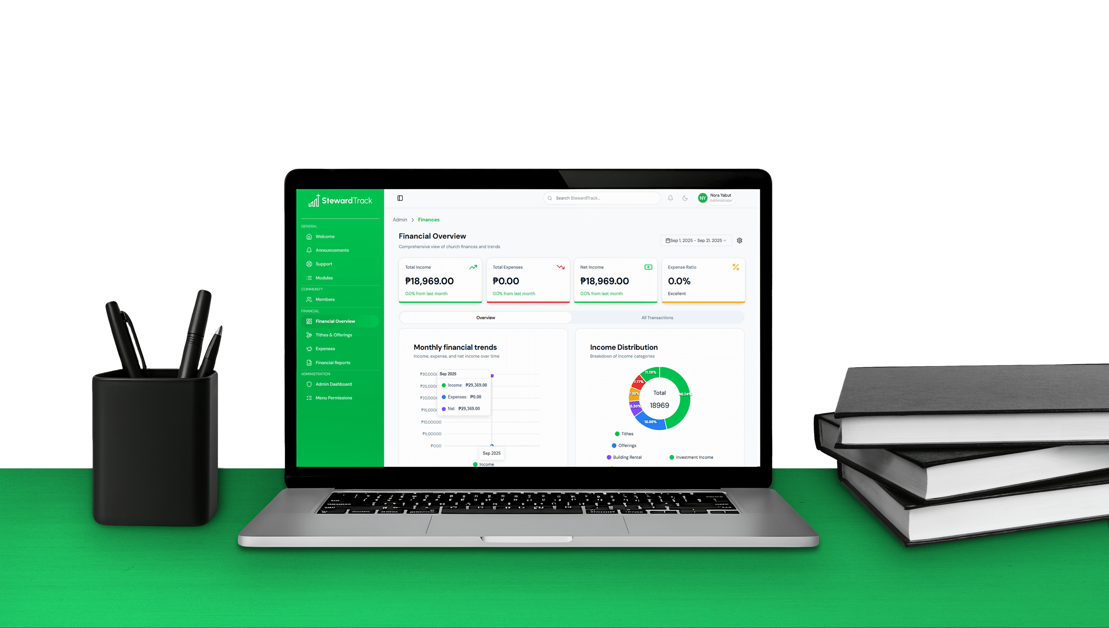 StewardTrack Dashboard on Laptop